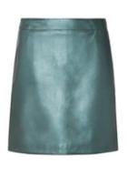 Dorothy Perkins Green Metallic Faux Leather Mini Skirt