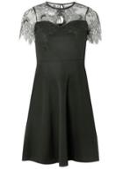 Dorothy Perkins Petite Black Lace Mini Skater Dress