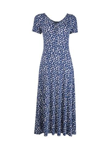 Dorothy Perkins Navy And White Floral Print Midi Skater Dress