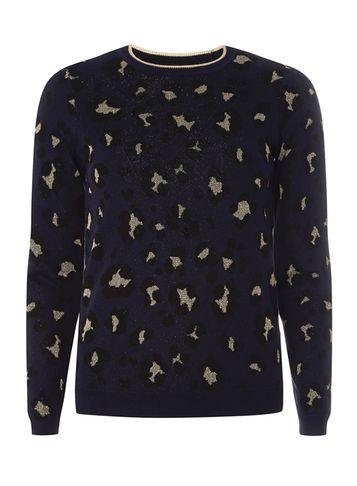 Dorothy Perkins Navy Leopard Print Jumper