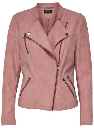 *only Rose Pink Faux Suede Biker Jacket