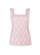 Dorothy Perkins Petite Blush Lace Square Neck Top