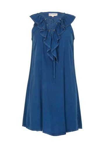Dorothy Perkins *voulez Vous Denim Lace Up Chest Dress
