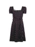 Dorothy Perkins Black Spot Print Square Neck Fit And Flare Dress