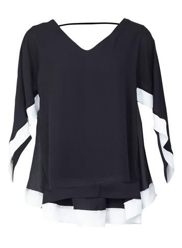 *izabel London Contrast Hem Cape Blouse