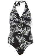 Dorothy Perkins *dp Beach Black Palm Print Knot Front Swimsuit