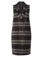 Dorothy Perkins Chocolate Check Sleeveless Coat