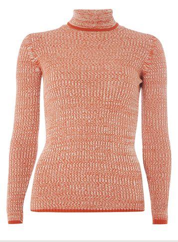 Dorothy Perkins Orange Space Dye Roll Neck Jumper