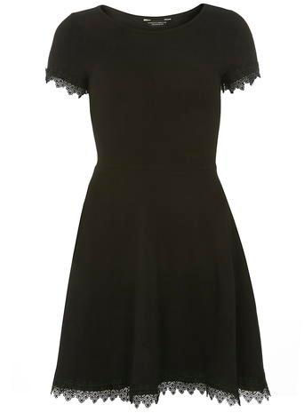 Dorothy Perkins Green Lace Trim Skater Dress