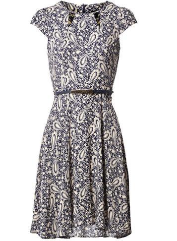 Dorothy Perkins *izabel London Navy Paisley Print Skater Dress
