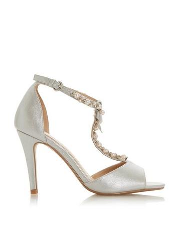 *head Over Heels By Dune Silver Mercedes Ladies Heel Sandals