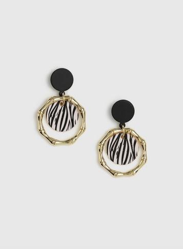 Dorothy Perkins Multi Colour Zebra Design Disc Drop Earrings