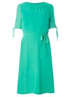 Dorothy Perkins *tall Green Chiffon Fit And Flare Dress