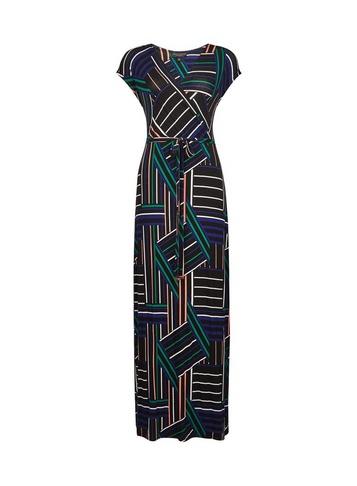 Dorothy Perkins Multi Coloured Wrap Belted Jersey Maxi Dress