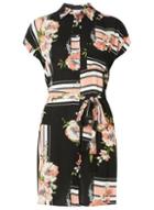 Dorothy Perkins Petite Black Stripe And Floral Shirt Dress