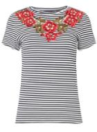 Dorothy Perkins Black Striped Lace Yoke T-shirt