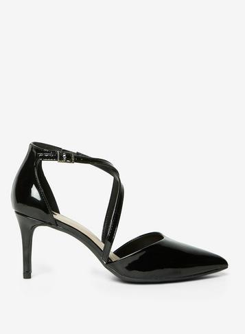 Dorothy Perkins Wide Fit Black Patent Elsa Court Shoes