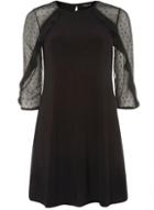 Dorothy Perkins Black Mesh Insert Swing Dress