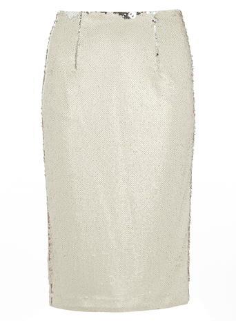 Dorothy Perkins Ivory And Silver Sequin Pencil Skirt
