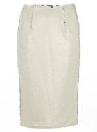 Dorothy Perkins Ivory And Silver Sequin Pencil Skirt