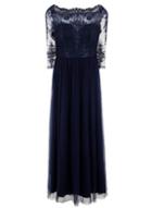 *chi Chi London Navy Embroidered Maxi Dress