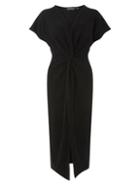 Dorothy Perkins *tall Black Knot Front Midi Bodycon Dress