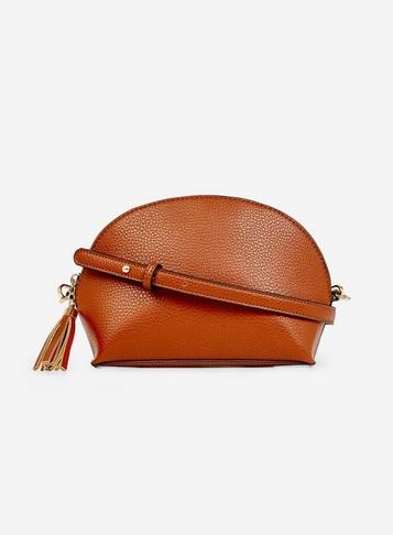 Dorothy Perkins Rust Half Moon Tassel Cross Body Bag