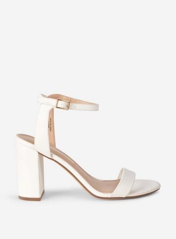 Dorothy Perkins White 'shimmer' Block Heel Sandals