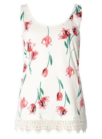 Dorothy Perkins Pink Tulip Floral Crochet Vest