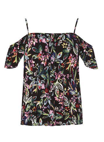 Dorothy Perkins Black Tropical Floral Cold Shoulder Top