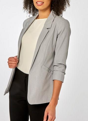 Dorothy Perkins Grey Ruched Sleeve Jacket