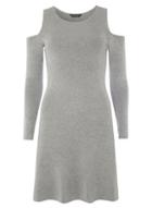 Dorothy Perkins Grey Cold Shoulder Knitted Skater Dress