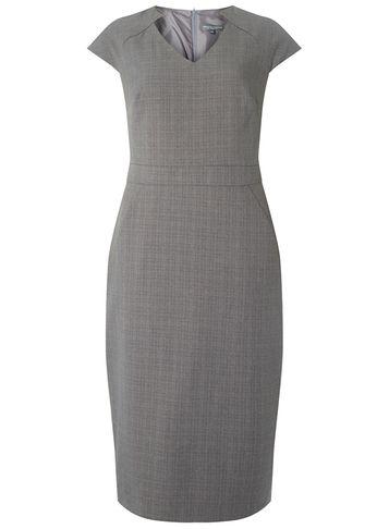Dorothy Perkins *tall Grey Checked Notch V-neck Pencil Dress