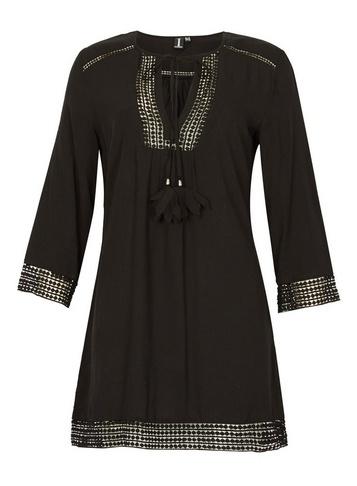 *izabel London Black Crochet Trim Tunic Top