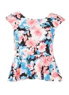 Dorothy Perkins *feverfish Cerise Printed Peplum Top