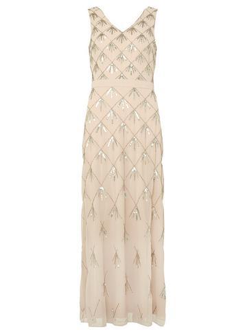 Dorothy Perkins Blush Chevron Embellished Maxi Dress