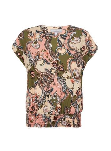 Dorothy Perkins Petite Green Paisley Print Shirred Top