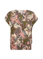 Dorothy Perkins Petite Green Paisley Print Shirred Top