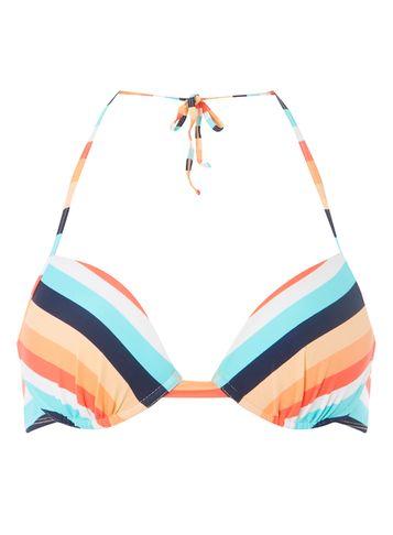 Dorothy Perkins *coral Multi Striped Bikini Top