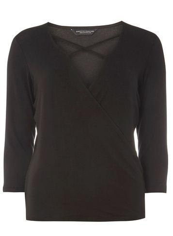 Dorothy Perkins Black Cross Front Wrap Top