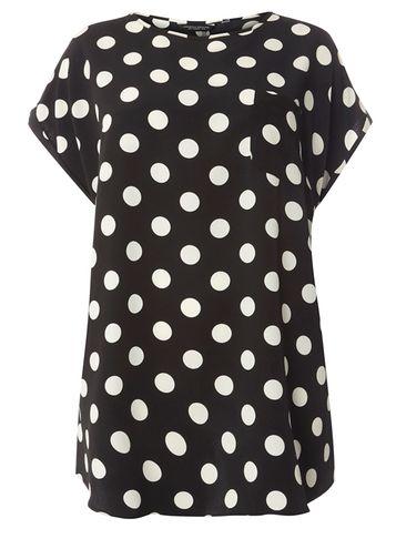 Dorothy Perkins Dp Curve Monochrome Spot Soft T-shirt