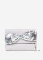 Dorothy Perkins Silver Bow Clutch Bag