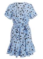 *quiz Blue Dalmatian Print Wrap Dress