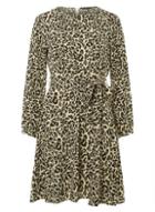 Dorothy Perkins Multi Colour Leopard Print Belted Midi Skater Dress