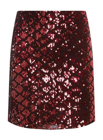 Dorothy Perkins Raspberry Diamond Sequin Embellished Mini Skirt