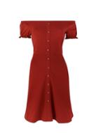 Dorothy Perkins Rust Button Bardot Fit And Flare Dress