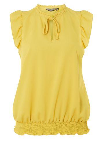 Dorothy Perkins Yellow High Neck Gathered Top
