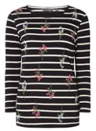 Dorothy Perkins *tall Black 3/4 Sleeve Floral Print Top