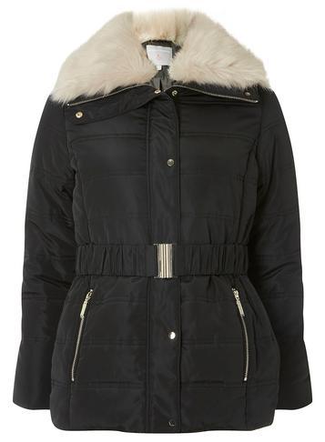 Dorothy Perkins Petite Black Padded Parka Coat