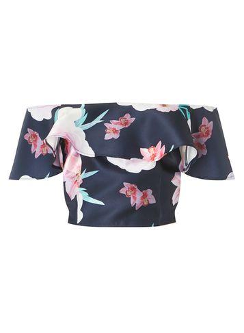 Dorothy Perkins *luxe Navy Floral Bardot Top